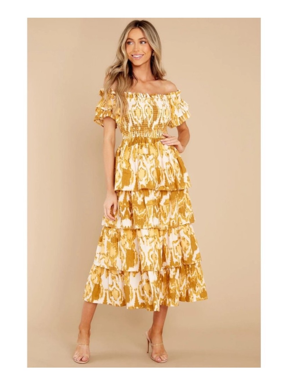Cleobella Samantha Tiered Yellow Ruffle Midi Dress S